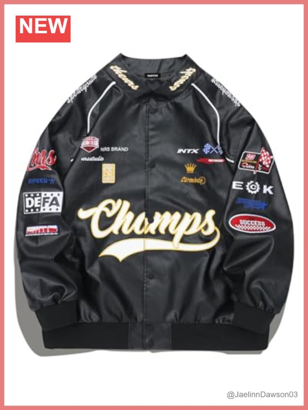 Faux Leather Motocross Varsity Bomber Jacket Oversized Racing Streetwear